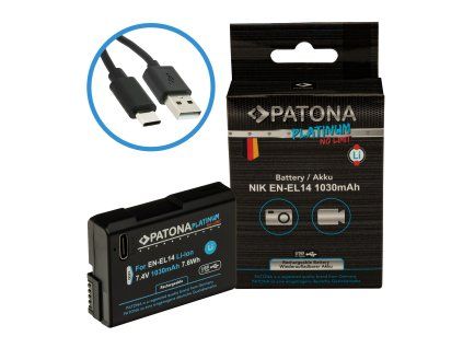 Aku Nikon EN-EL14/EN-EL14A 1030mAh Li-Ion Platinum USB-C nabíjení