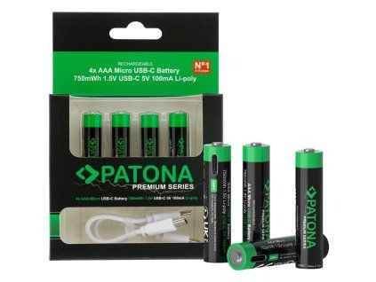 Aku AAA/LR03 Li-Pol 500mAh 1,5V-4ks s USB-C nabíjením