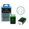 Aku 6F22/LR22 Li-lon 400mAh 9V-2ks s USB-C nabíjením